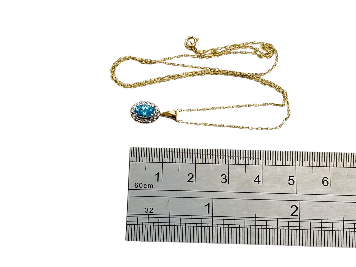 9ct Gold Topaz Pendant With Necklace