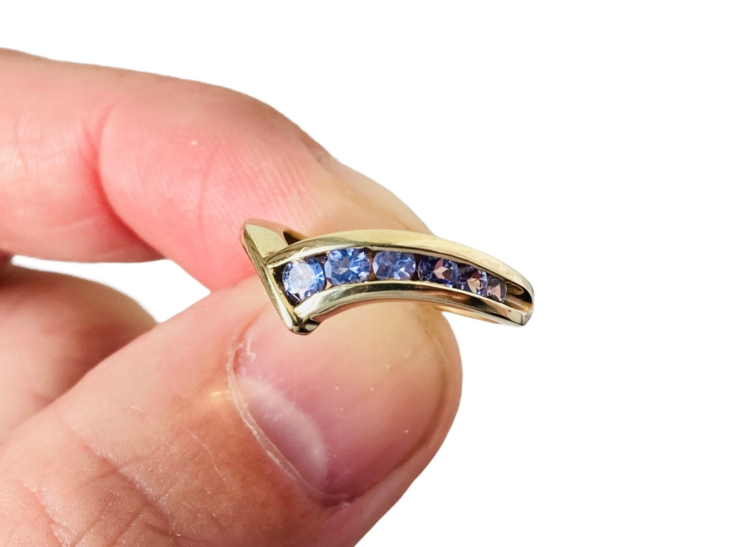 9ct Gold Tanzanite Wishbone / Curved Ring