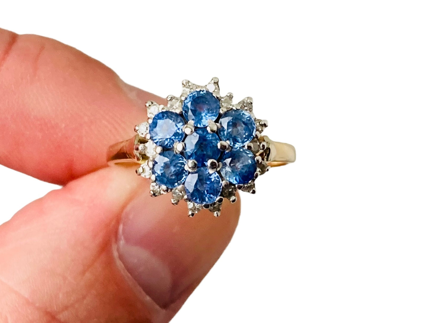 Vintage 9ct Gold Sapphire & Diamond Ring