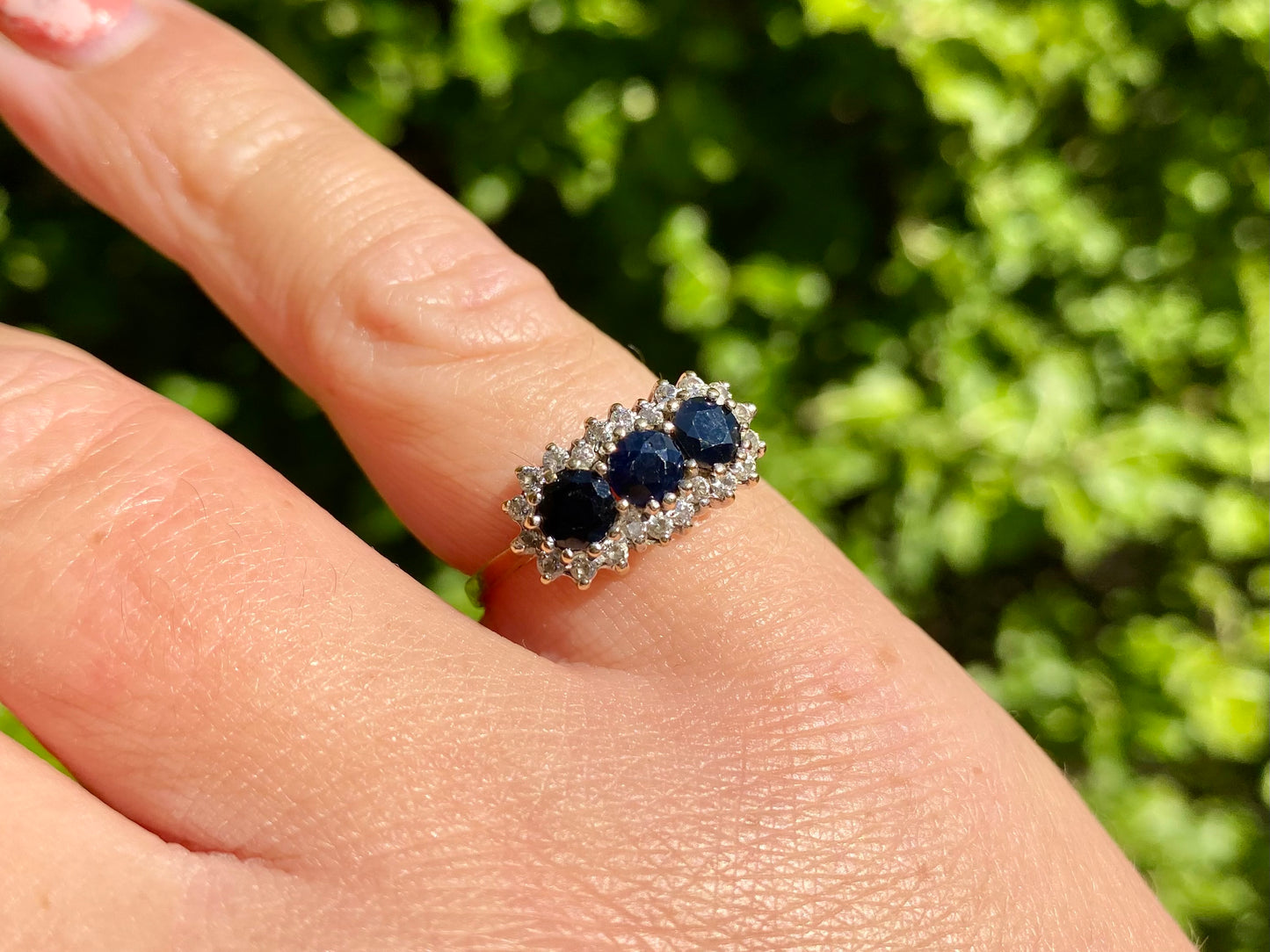 Vintage 9ct Gold Sapphire & Diamond Ring