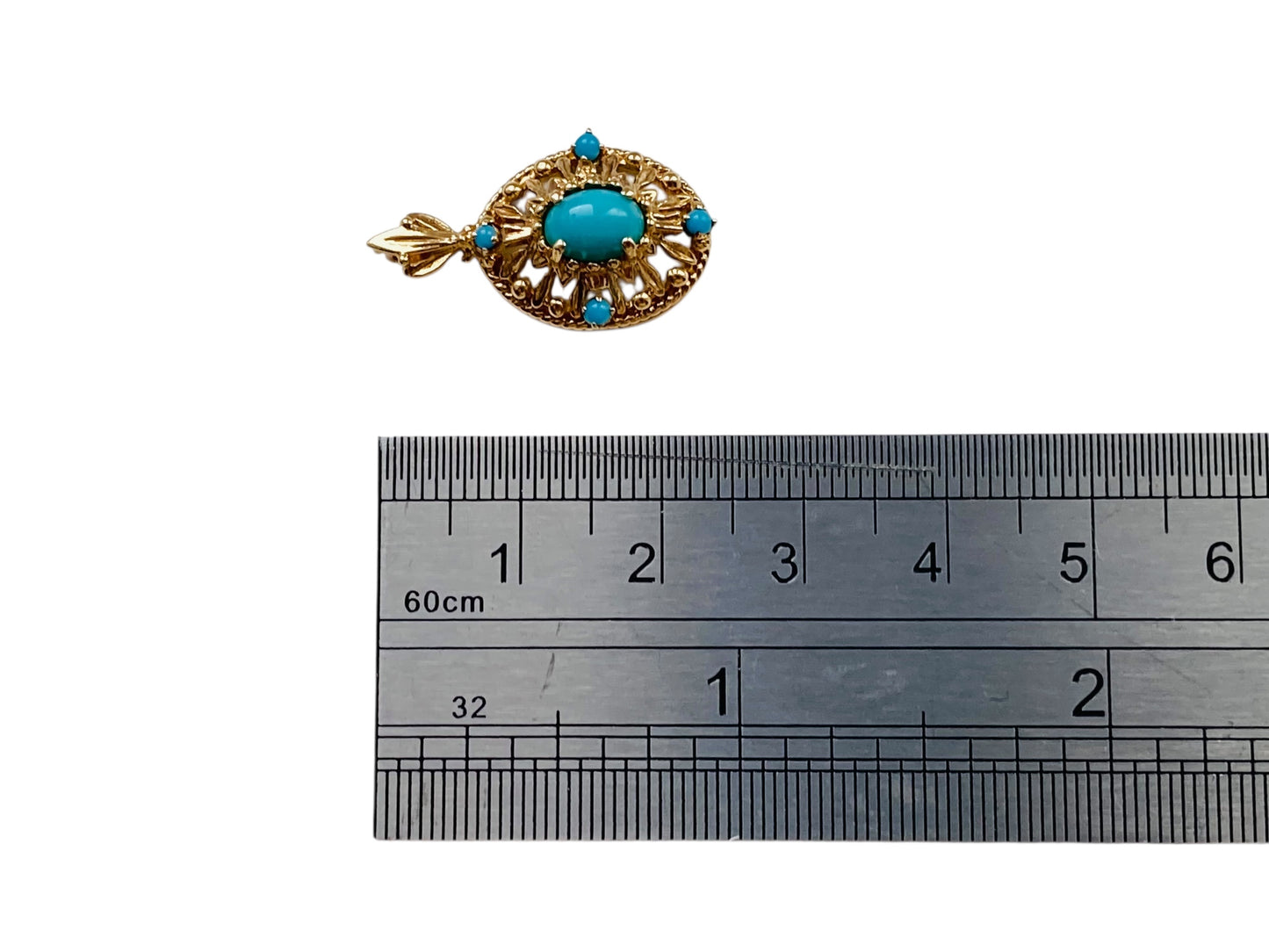 Vintage 9ct Gold Turquoise Pendant