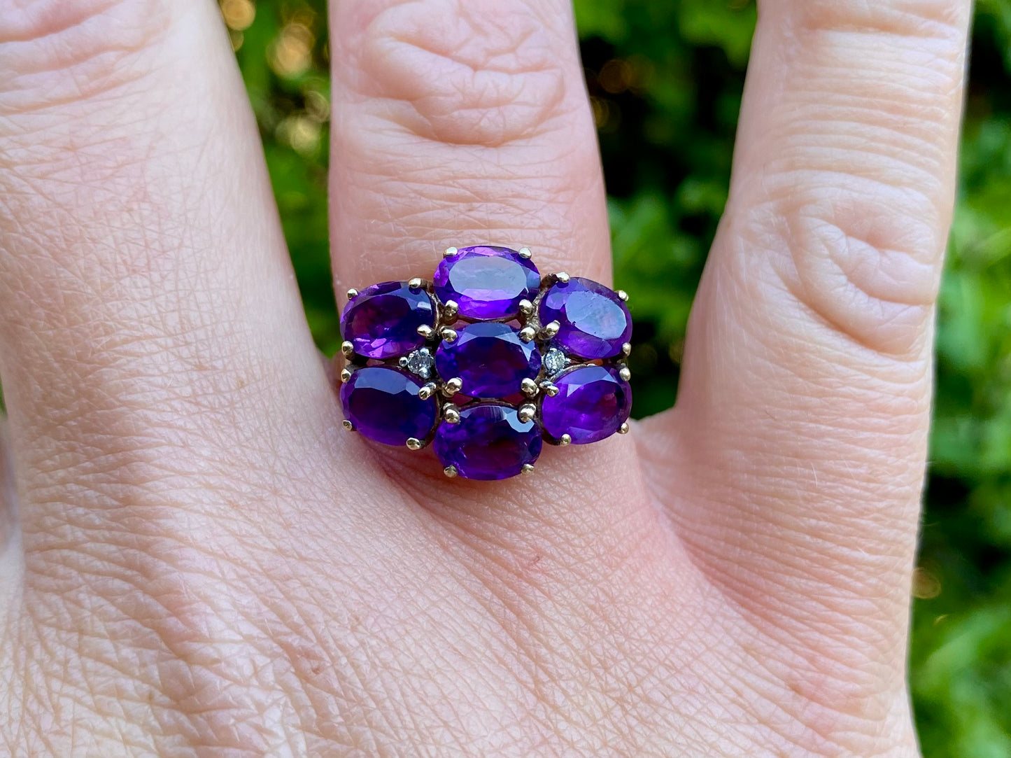 9ct Gold Amethyst & Diamond Ring