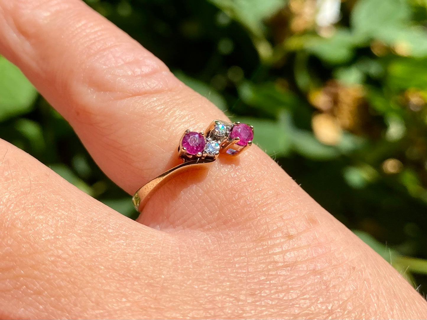 Vintage 9ct Gold Ruby & Diamond Ring