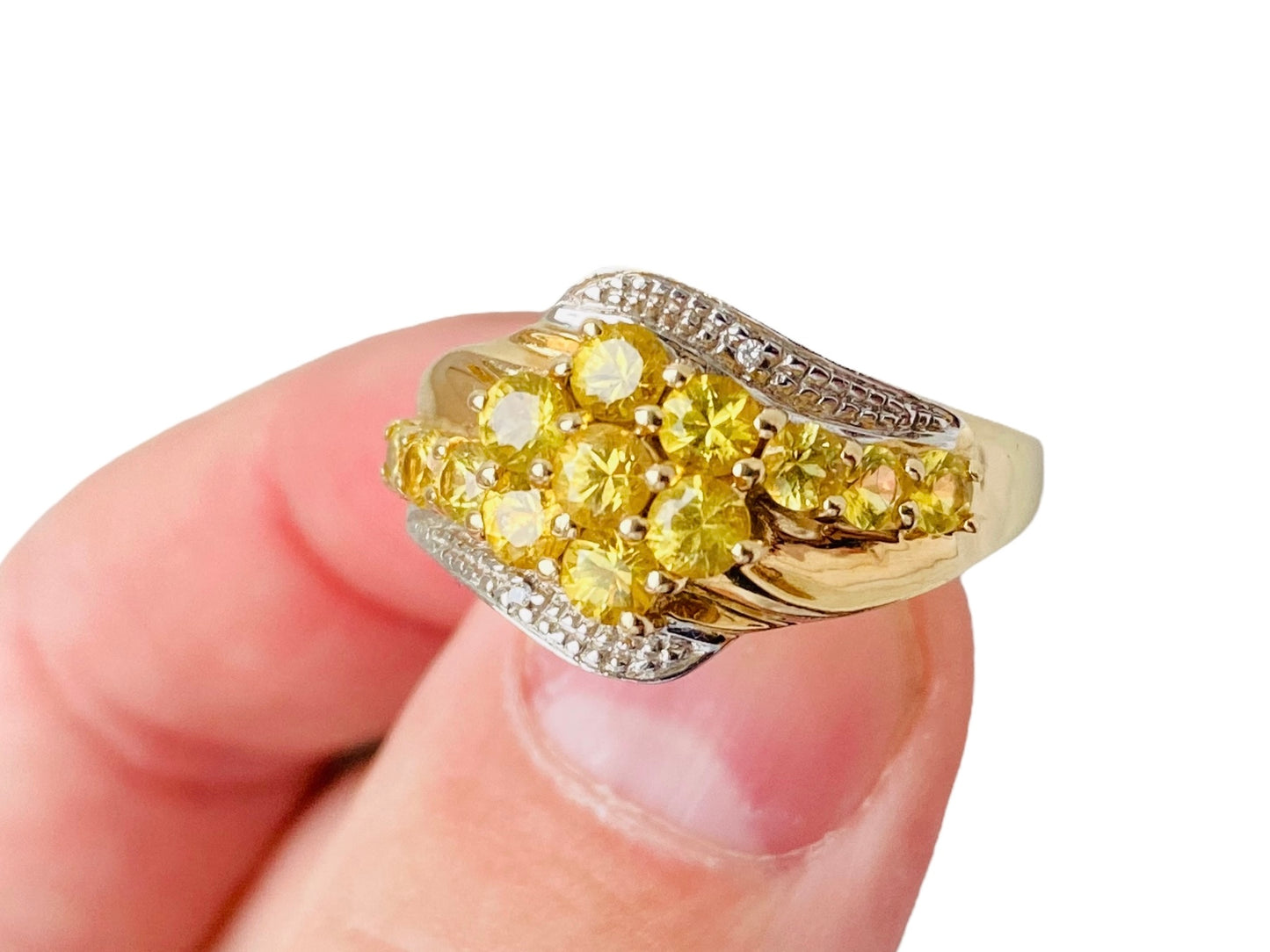 9ct Gold Yellow Sapphire & Diamond Ring
