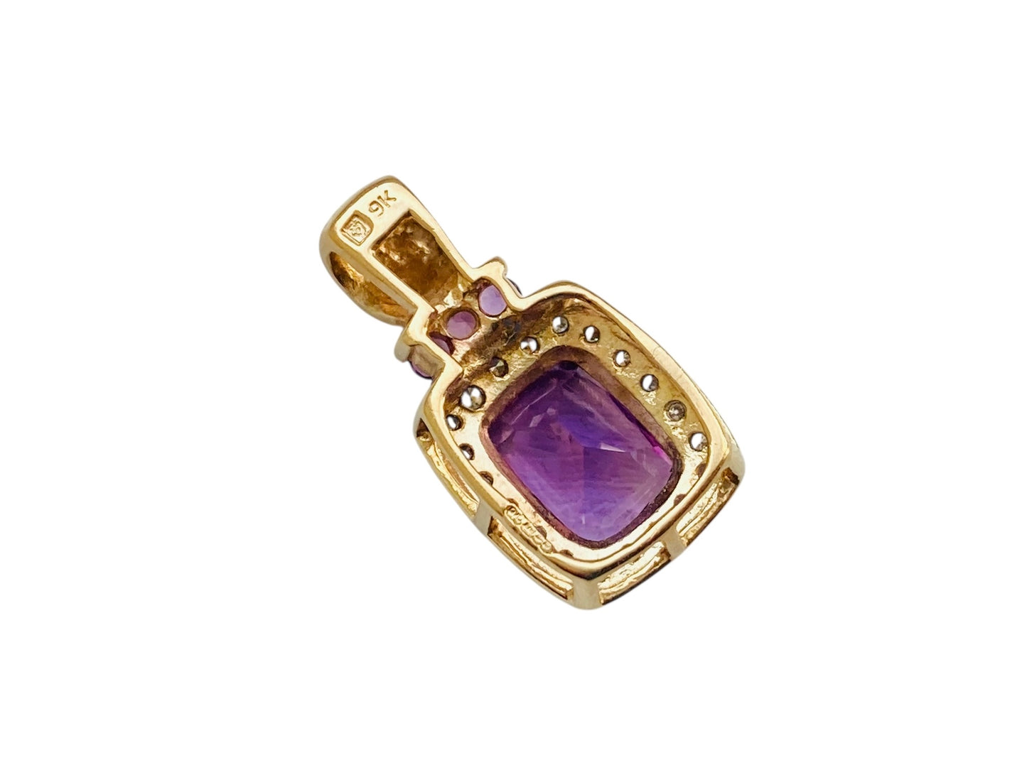 9ct Gold Amethyst & Diamond Pendant