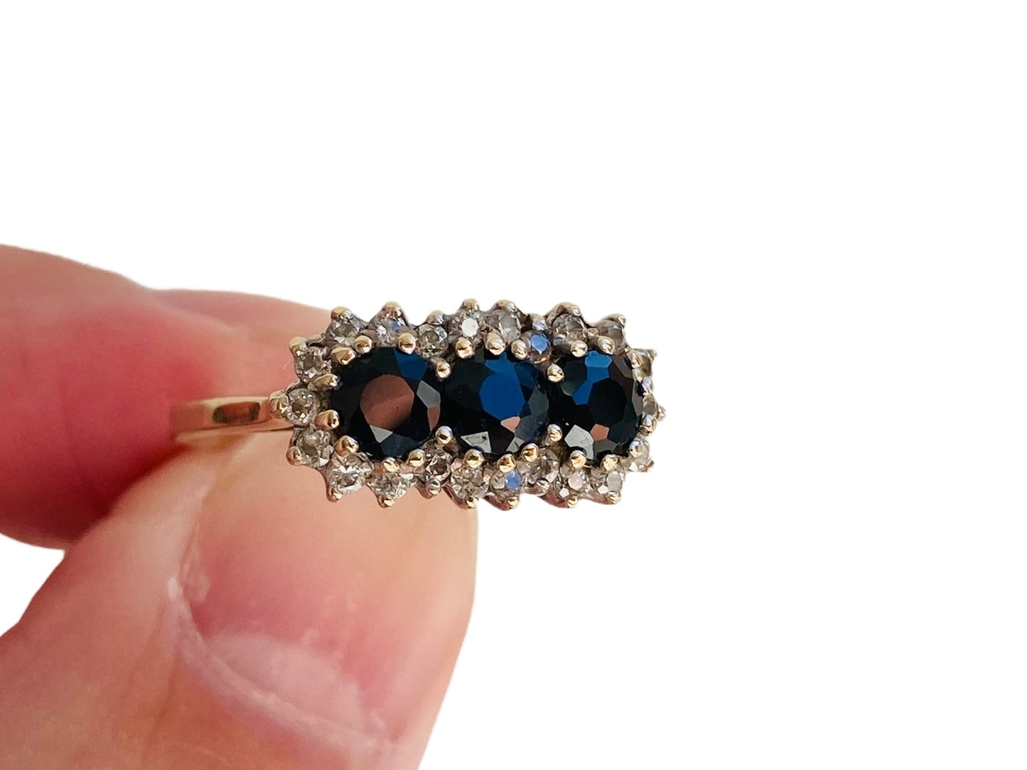 Vintage 9ct Gold Sapphire & Diamond Ring