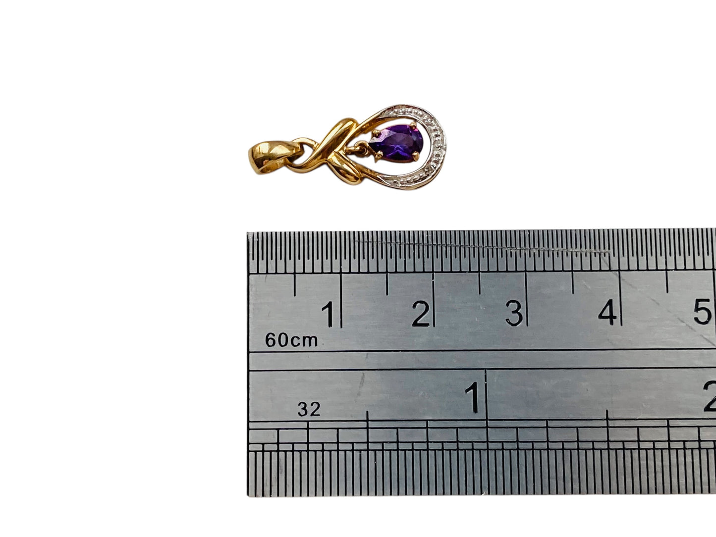 9ct Gold Amethyst & Diamond Pendant