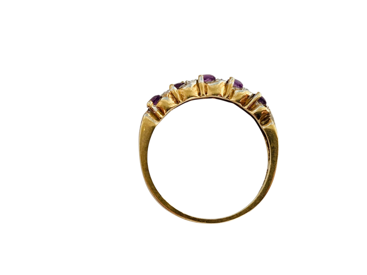 9ct Gold Amethyst & Diamond Ring