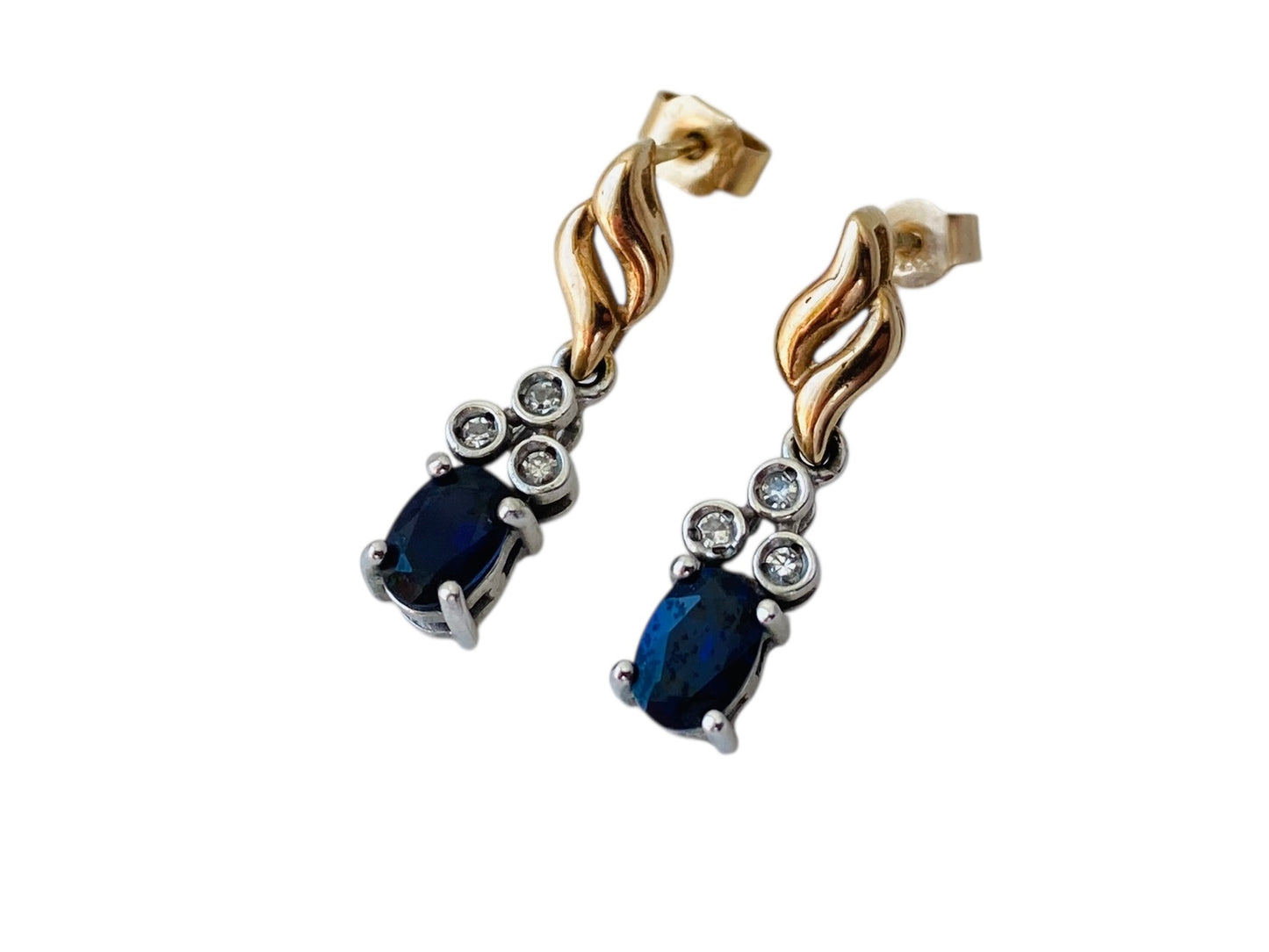 9ct Gold Sapphire & Diamond Earrings