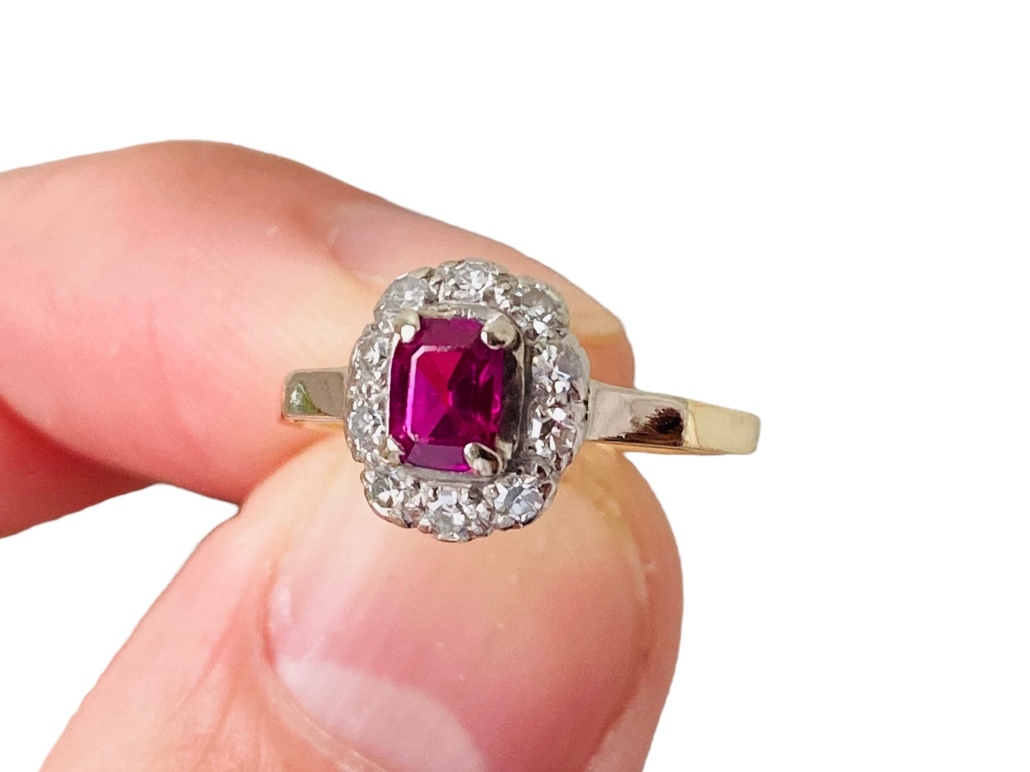 Antique 18ct Gold Ruby & Diamond Ring