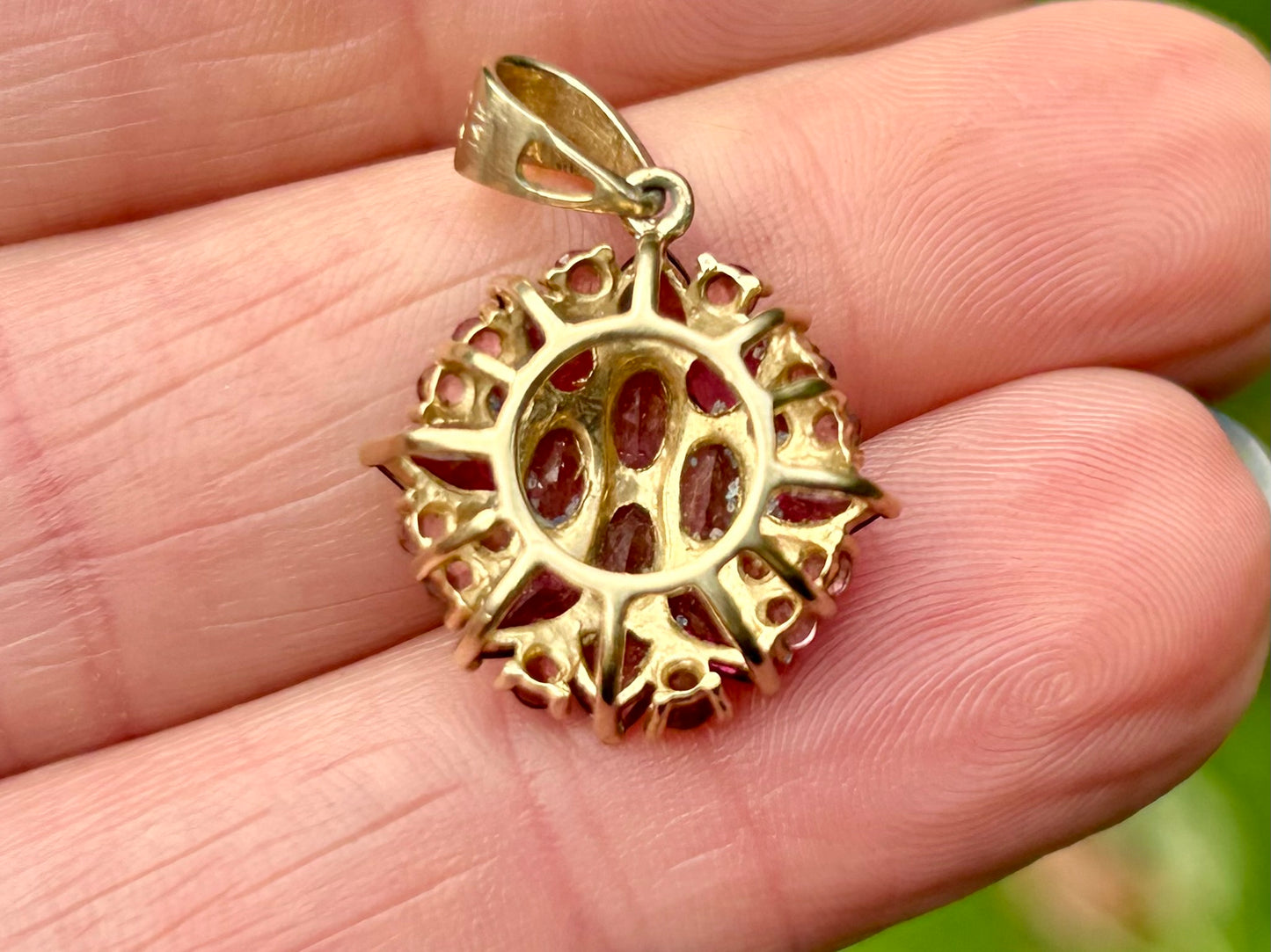 14ct Gold Rhodolite Garnet & Pink Tourmaline Pendant