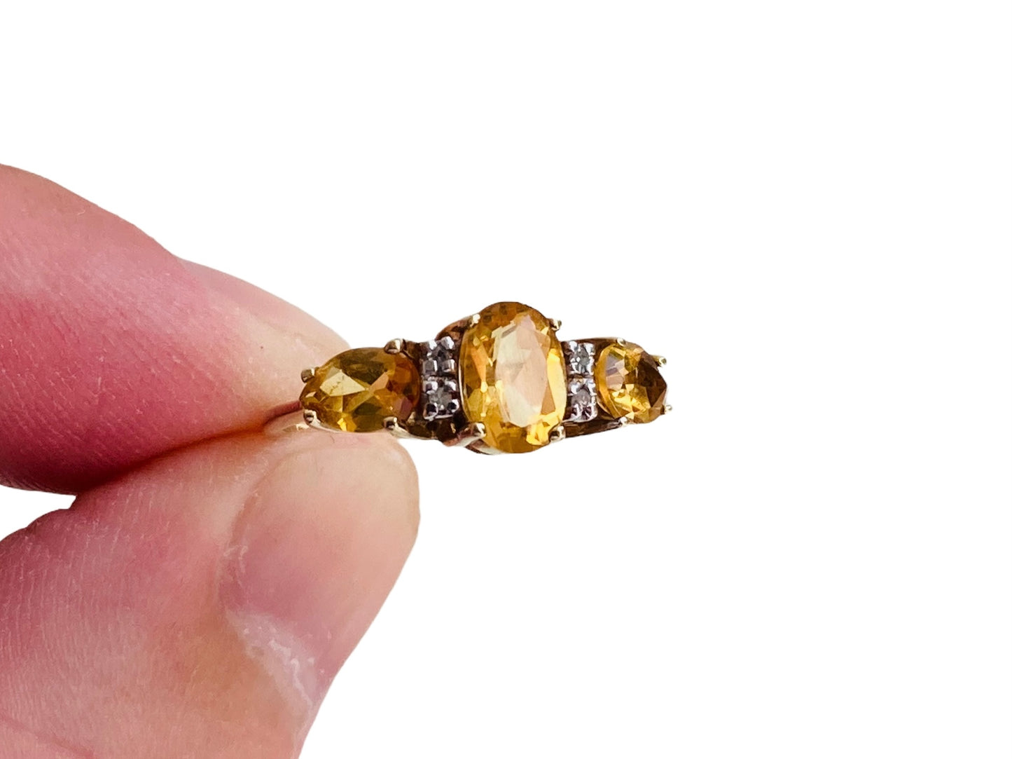 9ct Gold Citrine & Diamond Ring
