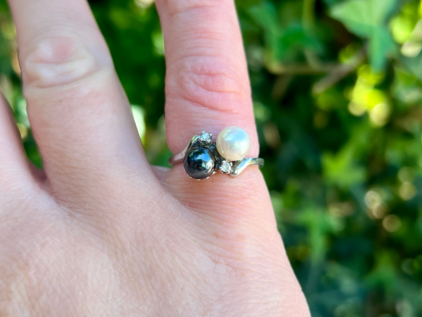 10ct Gold Pearl & Diamond Ring