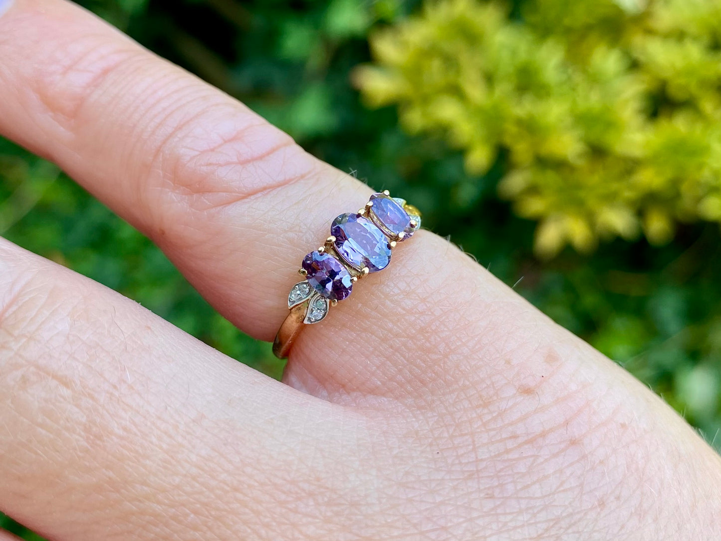 9ct Gold Purple Spinel & Diamond Ring