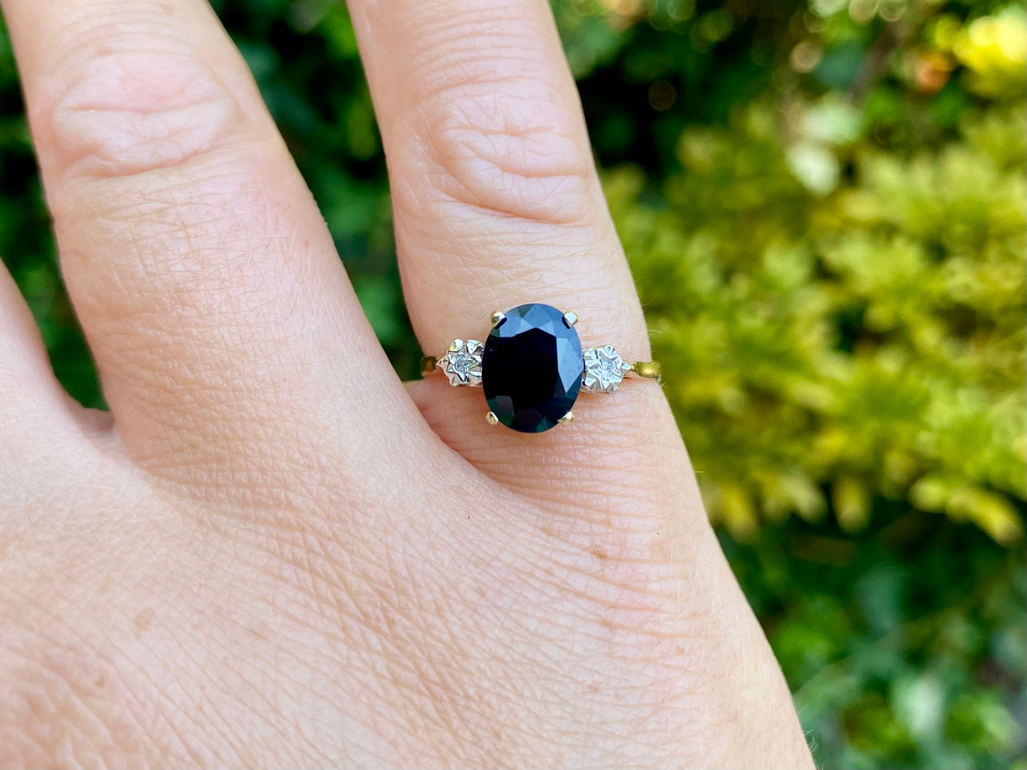 Vintage 9ct Gold Sapphire & Diamond Ring