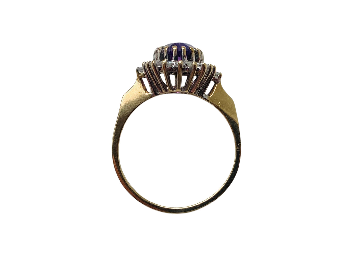 Vintage 9ct Gold Amethyst & Diamond Ring