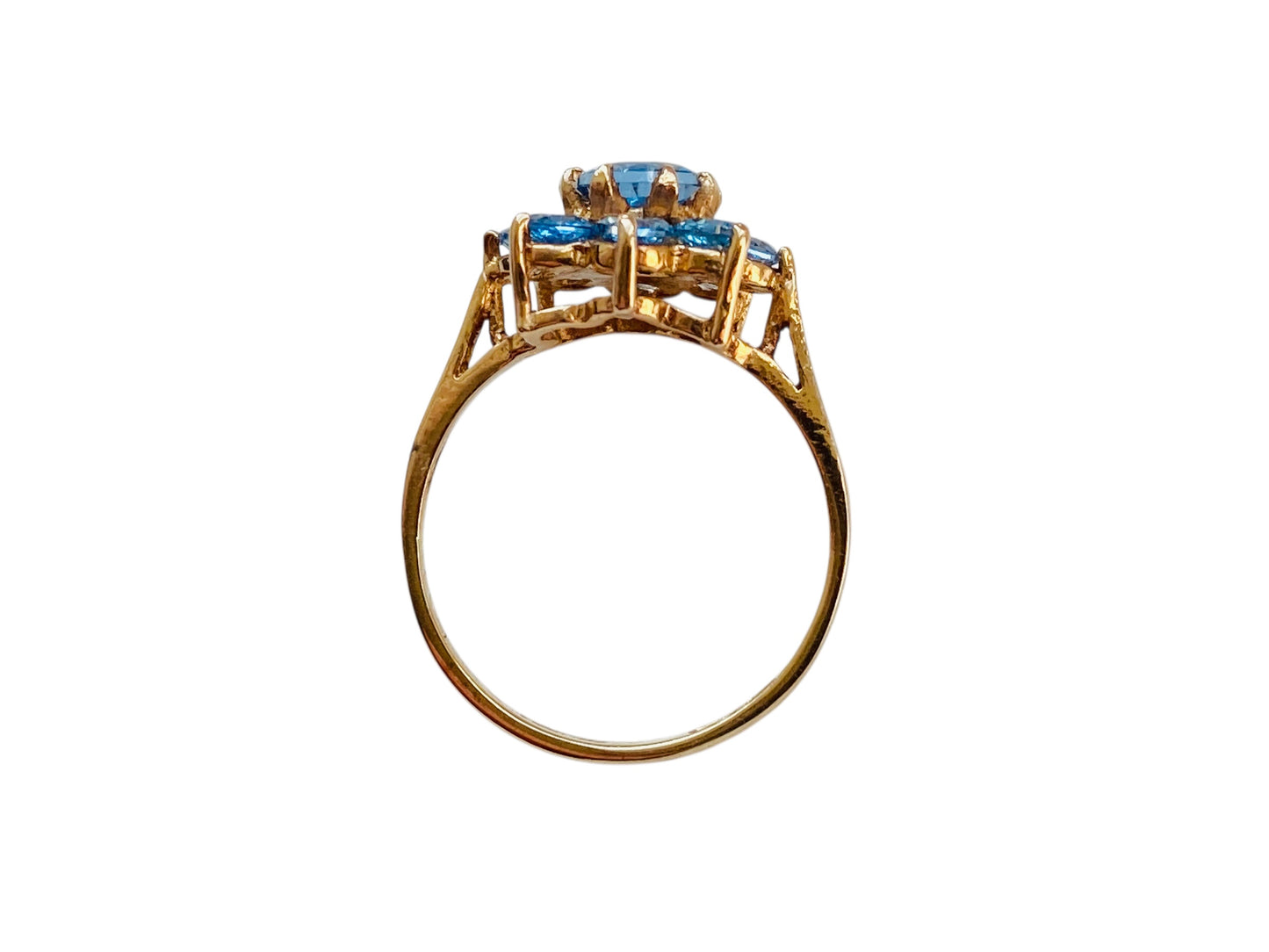 Vintage 9ct Gold Topaz Daisy Ring