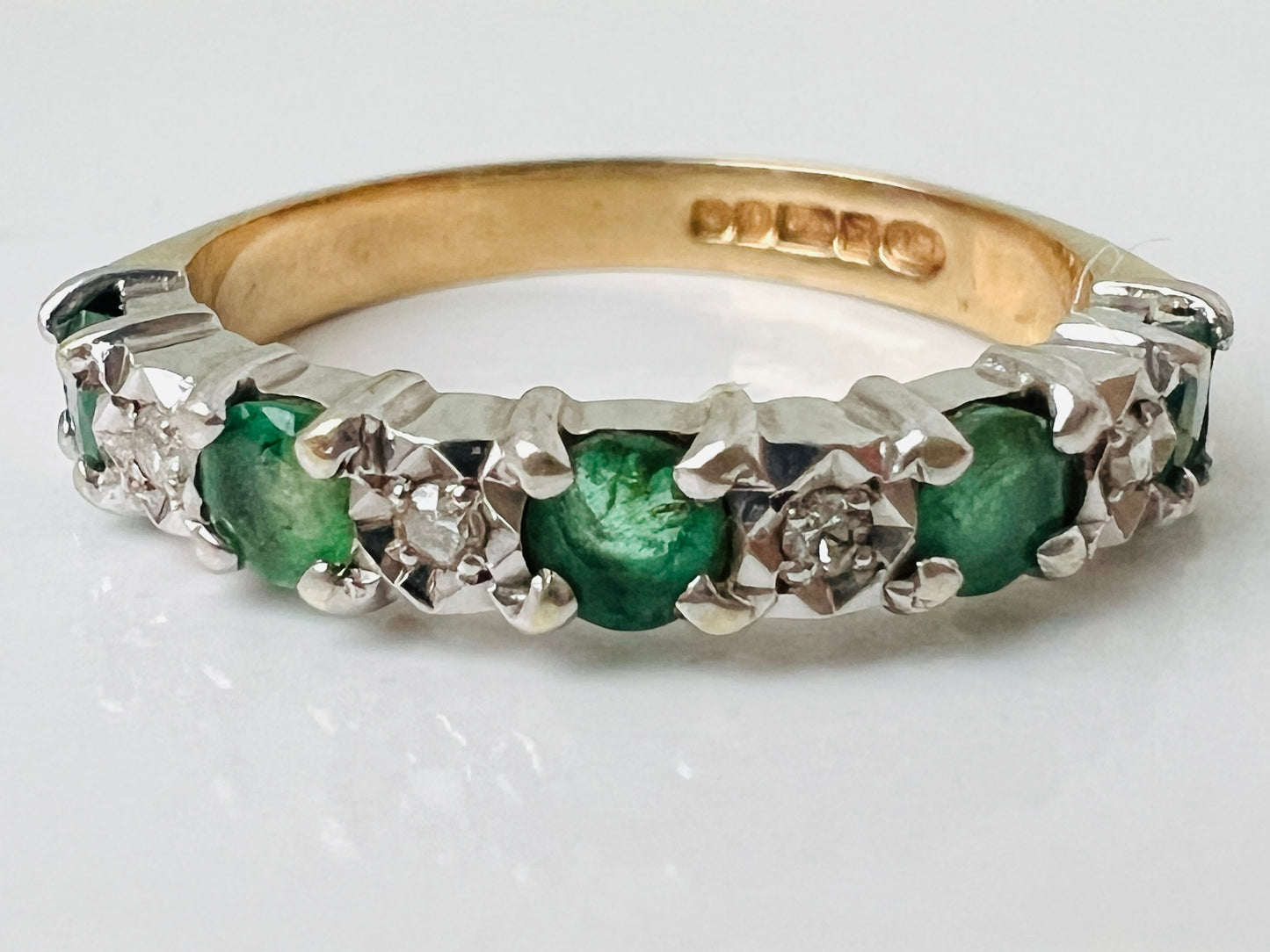 9ct Gold Emerald & Diamond Ring