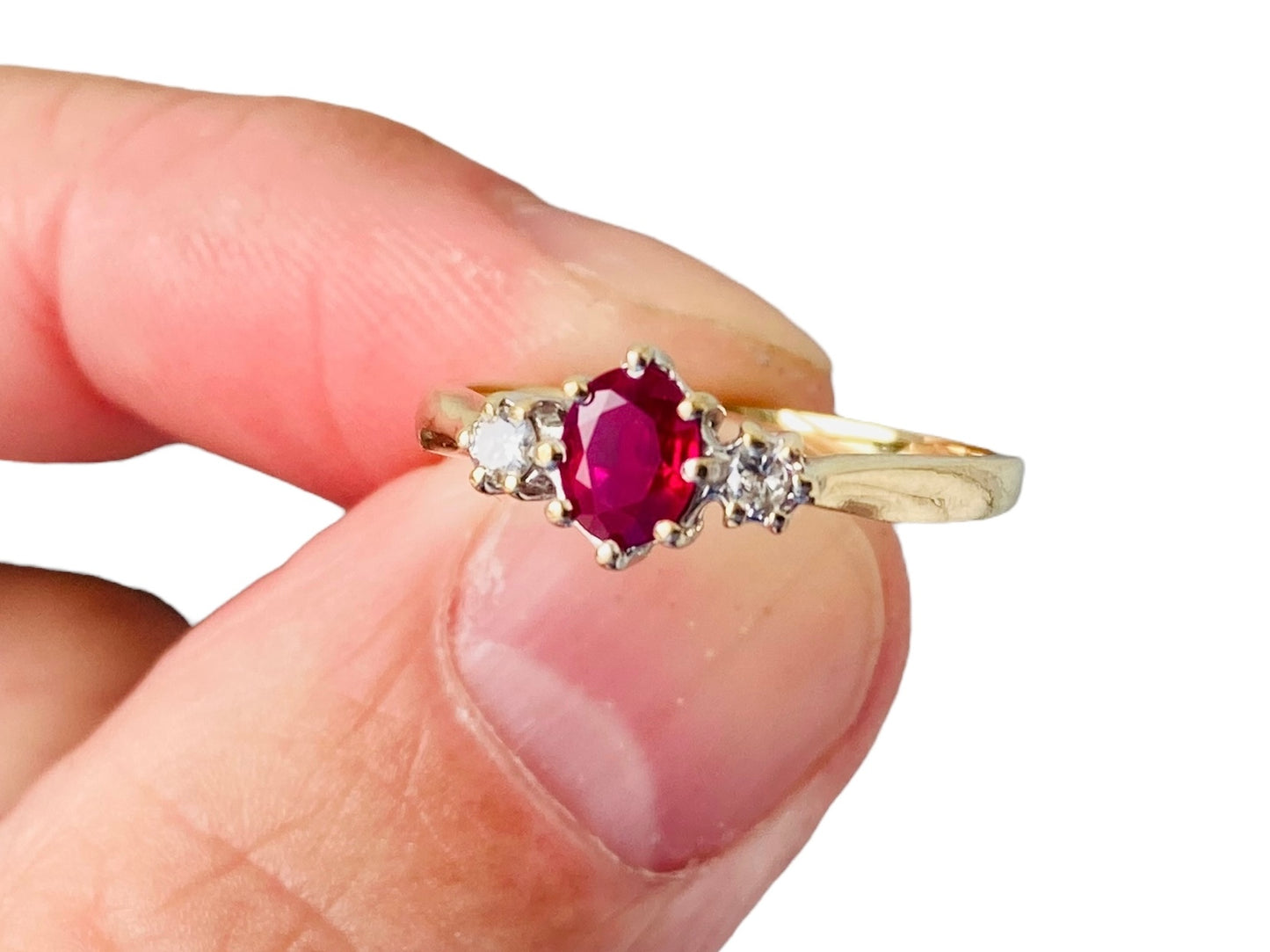 Vintage 9ct Gold Ruby & Diamond Ring