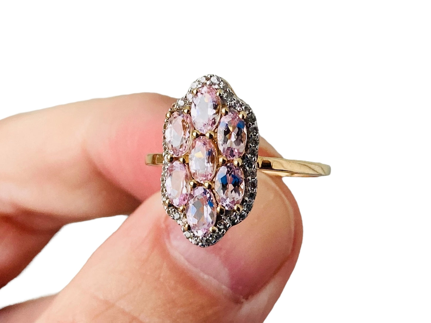 9ct Gold Morganite & Zircon Ring