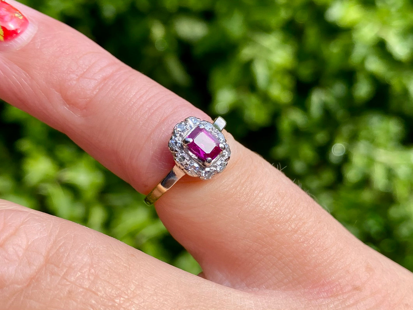 Antique 18ct Gold Ruby & Diamond Ring