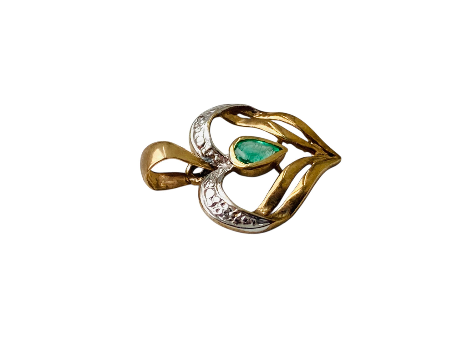 9ct Gold Emerald & Diamond Pendant