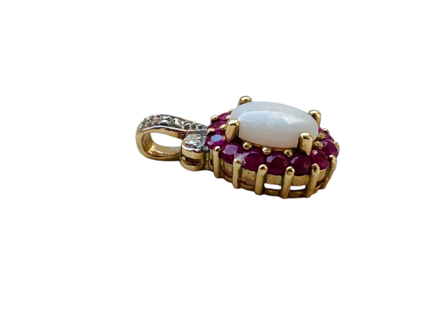 9ct Gold Opal & Ruby Pendant