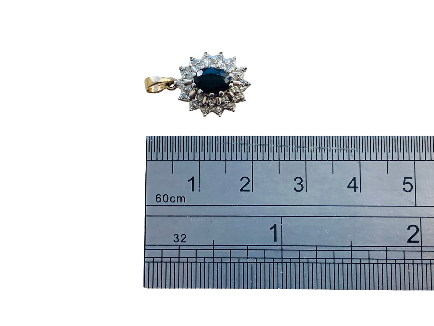 Vintage 9ct Gold Sapphire & Diamond Pendant