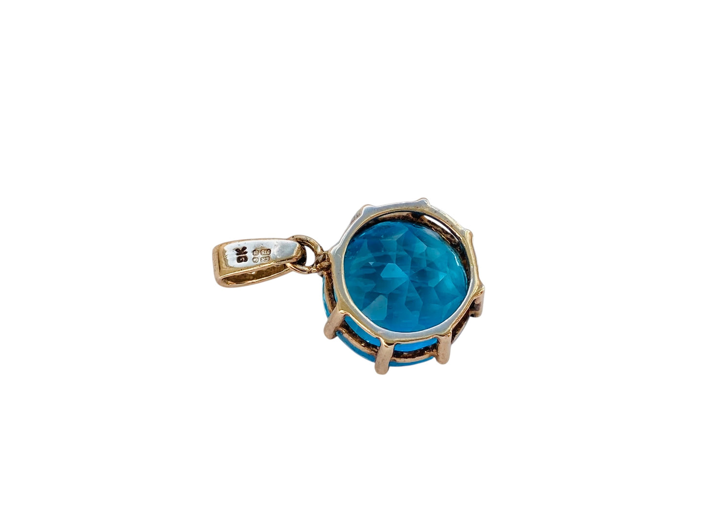 9ct Gold Topaz & Diamond Pendant