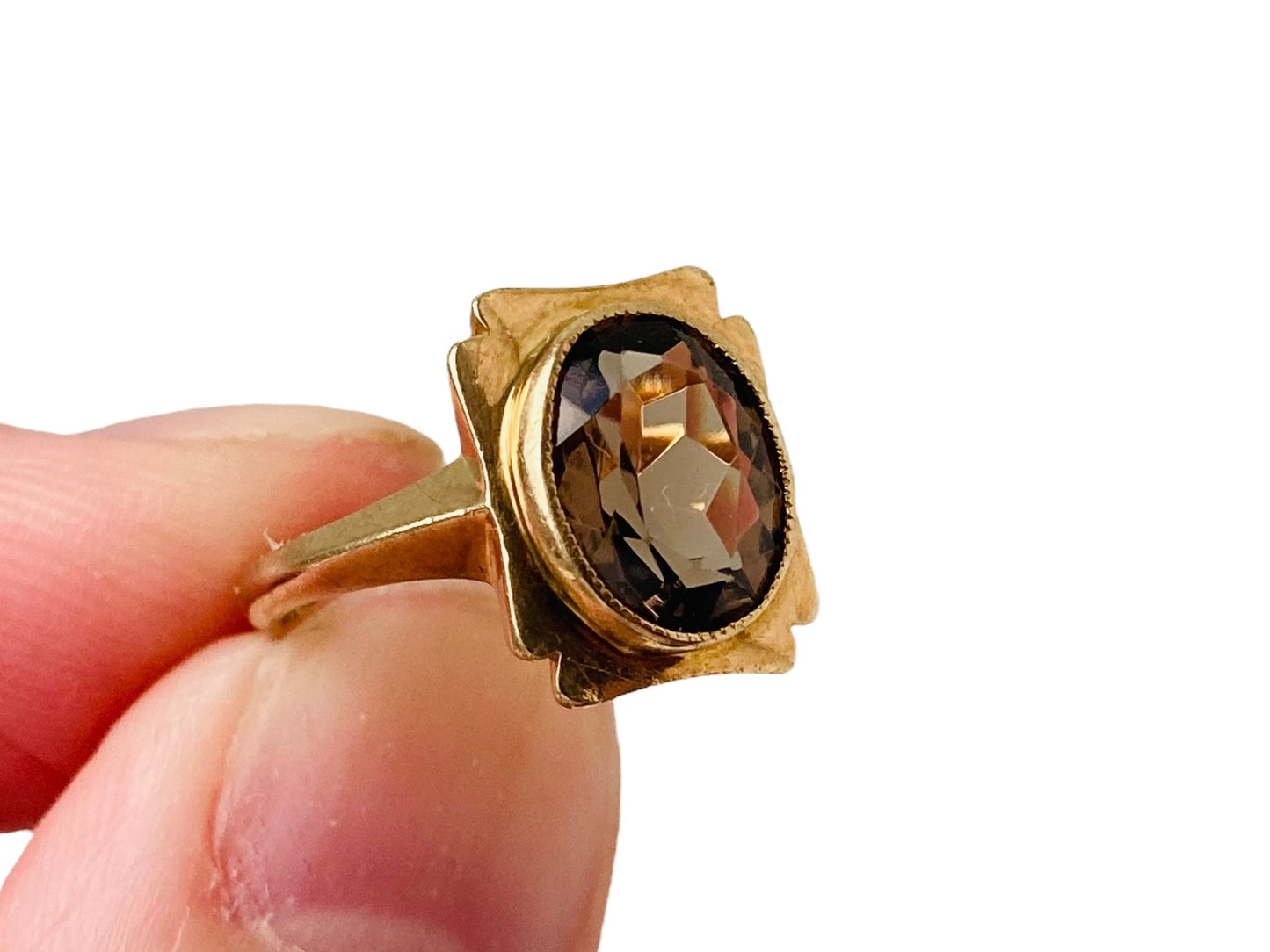 Vintage 9ct Gold Smoky Quartz Ring
