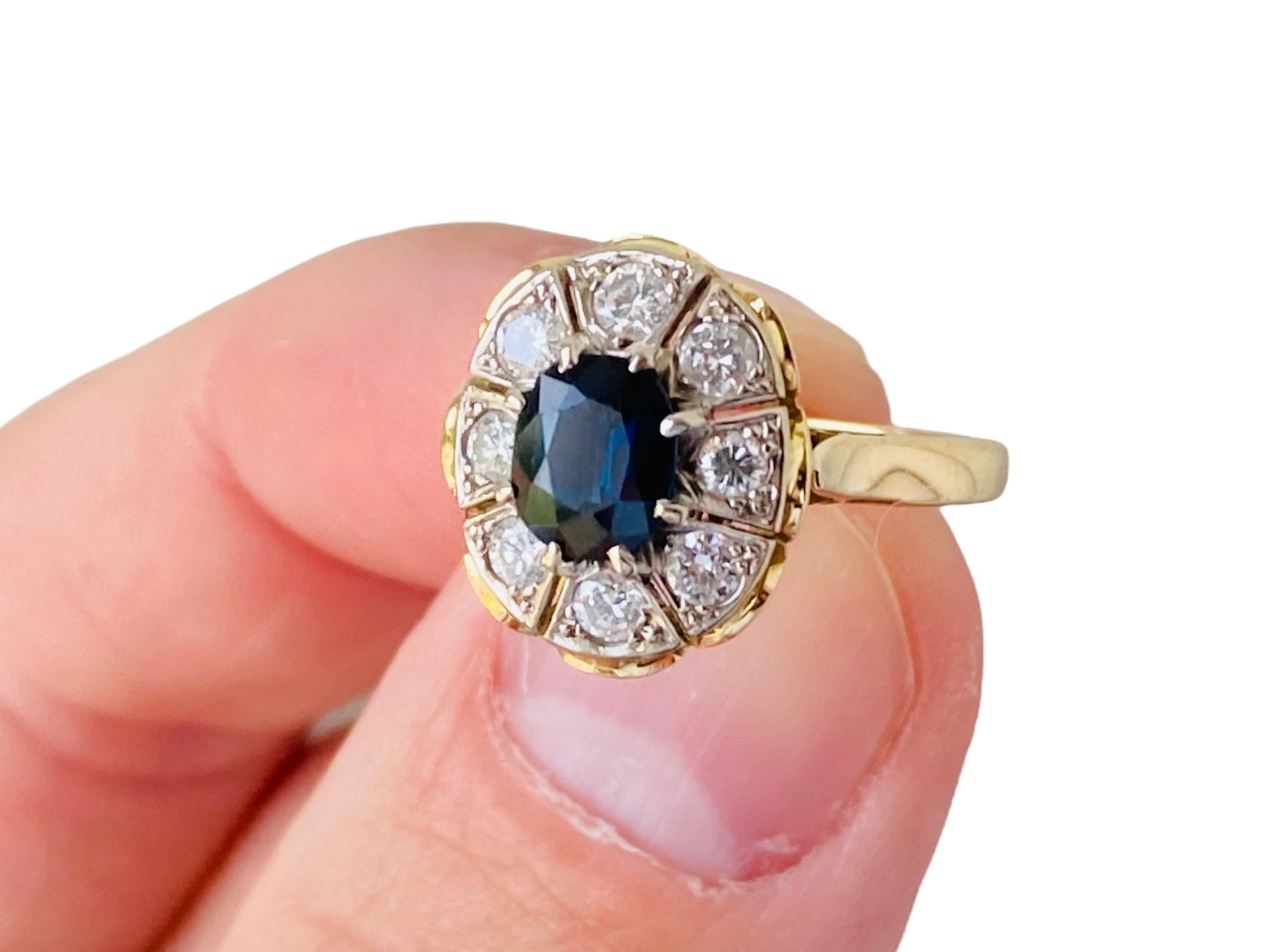 Vintage 18ct Gold Sapphire & Diamond Ring