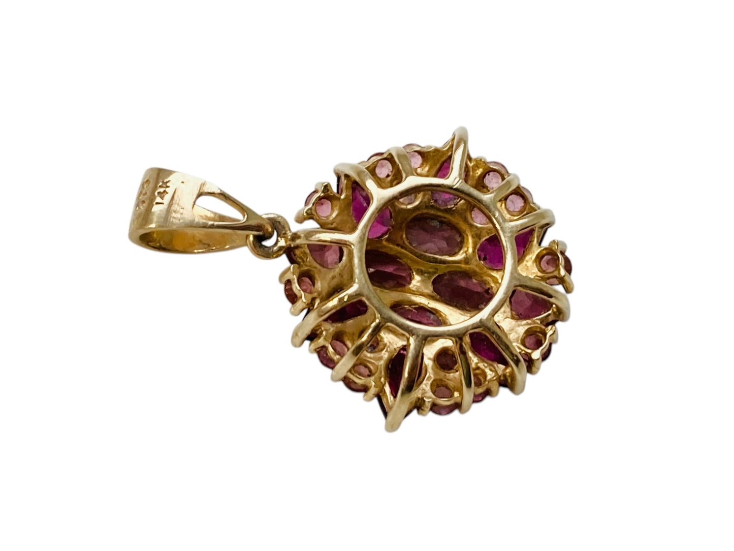 14ct Gold Rhodolite Garnet & Pink Tourmaline Pendant
