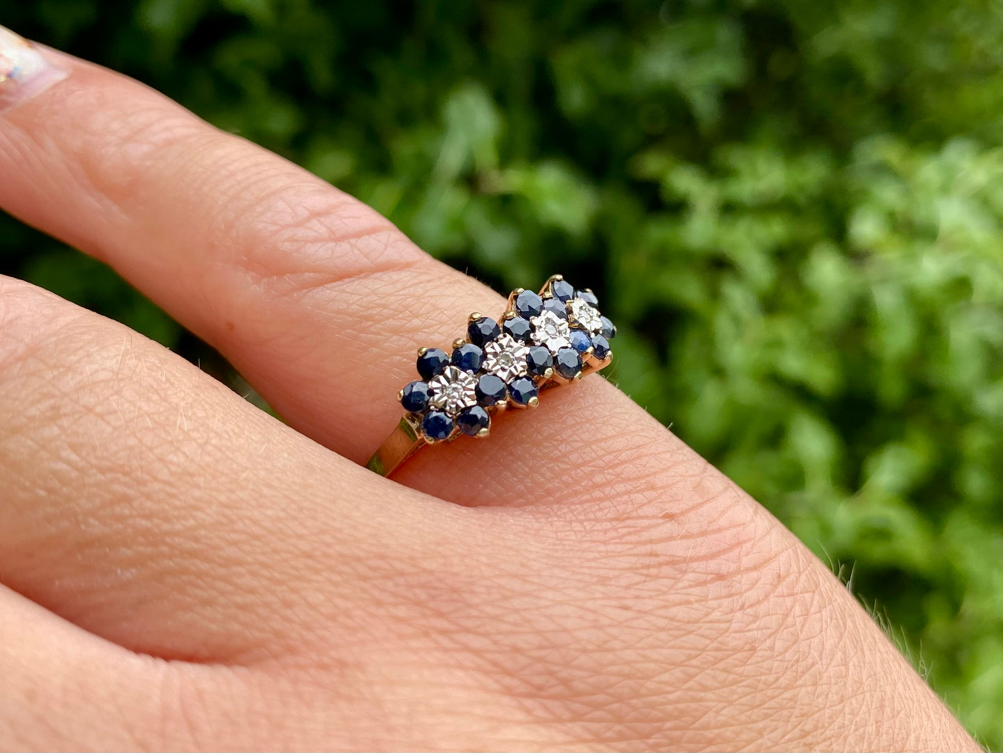 Vintage 9ct Gold Sapphire & Diamond Ring