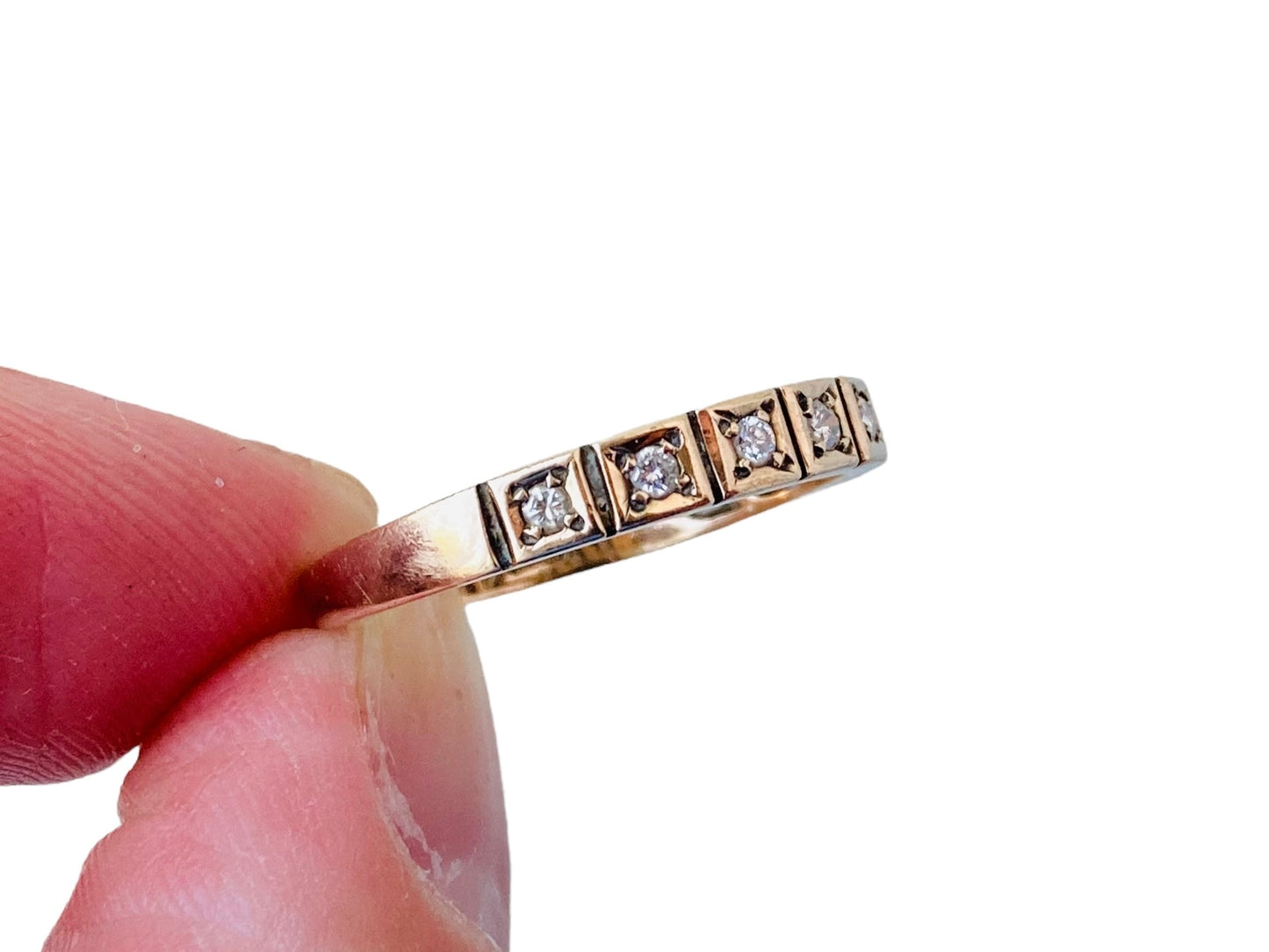 Vintage 9ct Gold Nine-Stone Diamond Ring