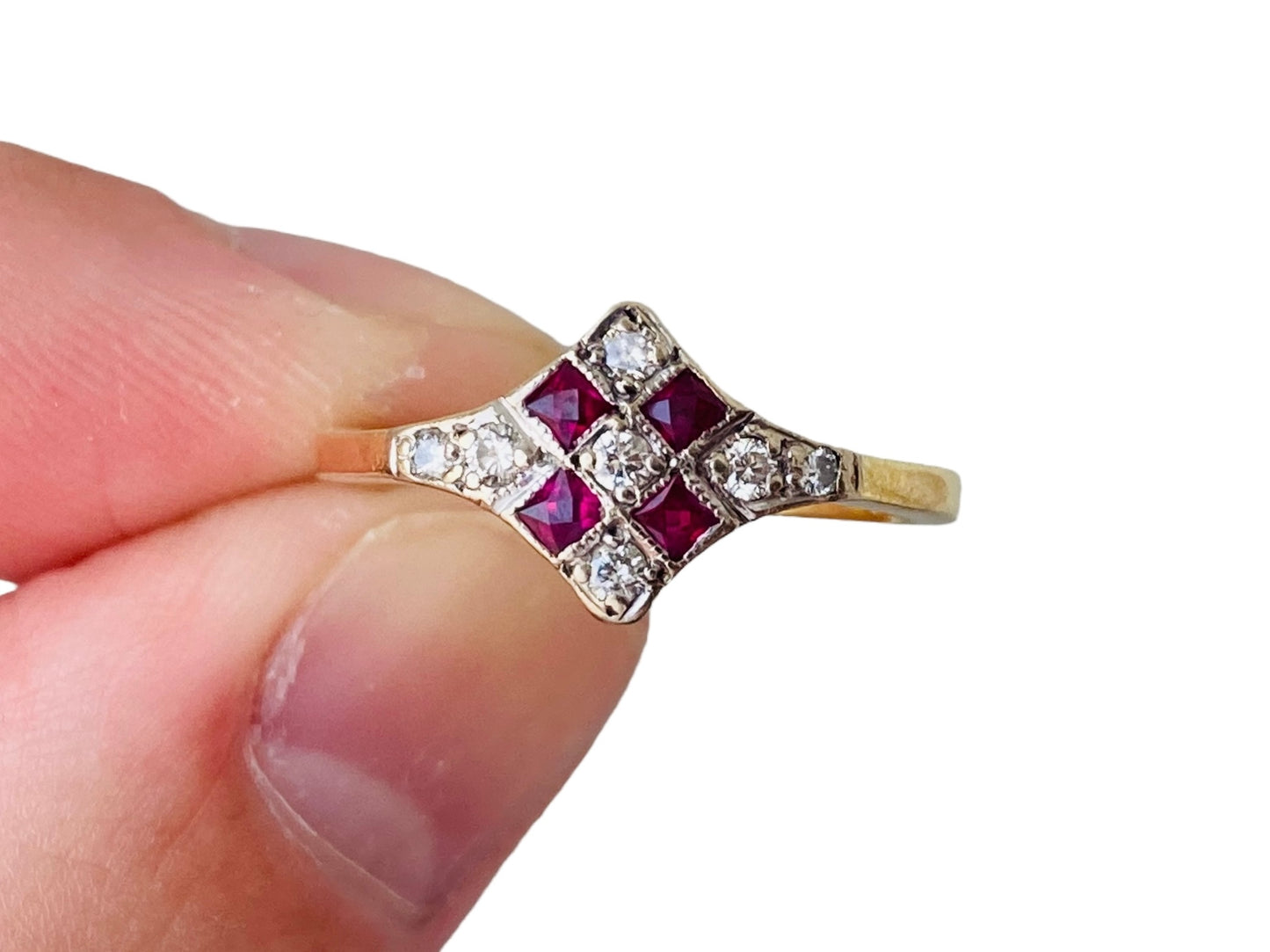 Antique 18ct Gold Ruby & Diamond Ring