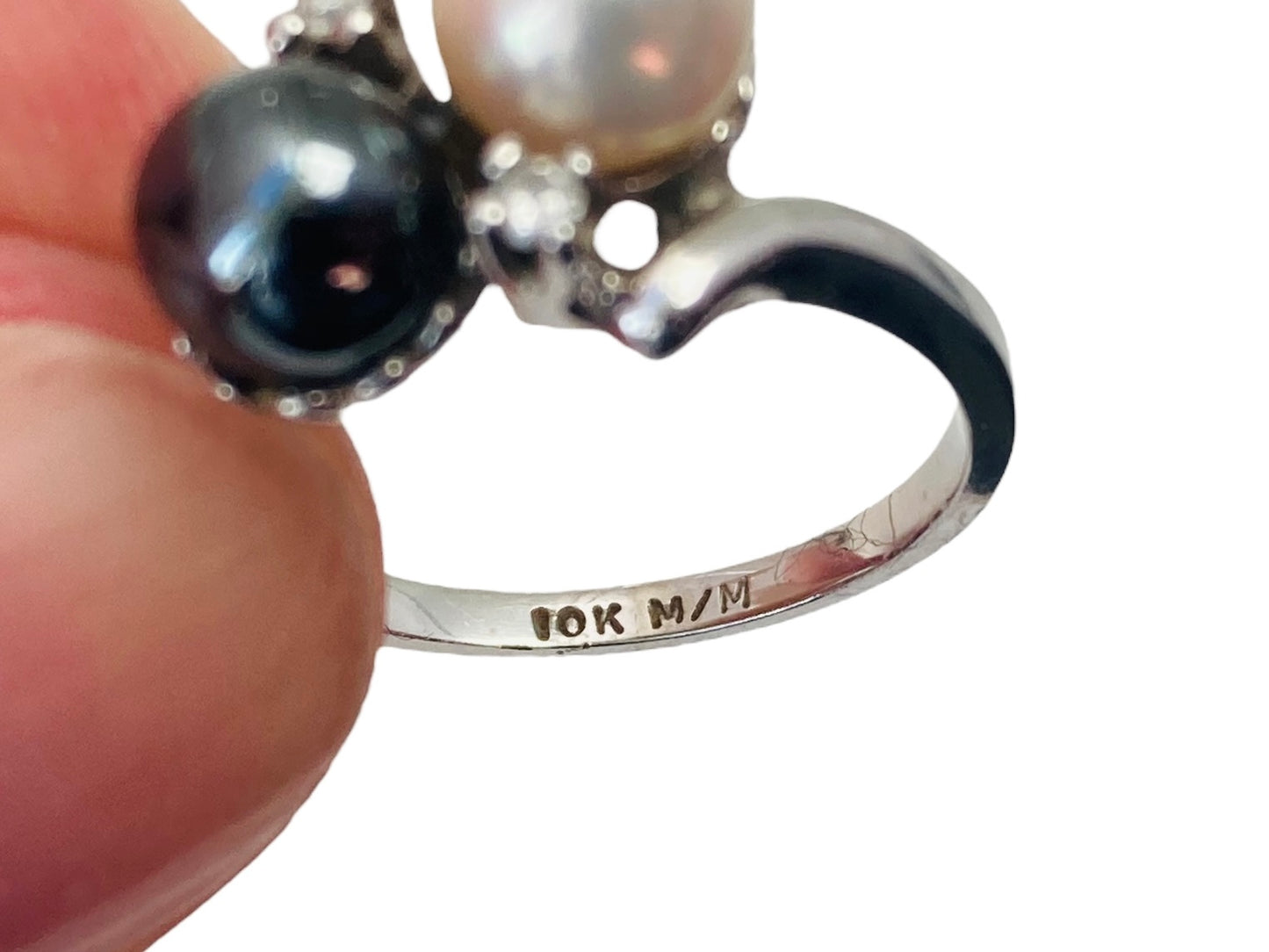 10ct Gold Pearl & Diamond Ring