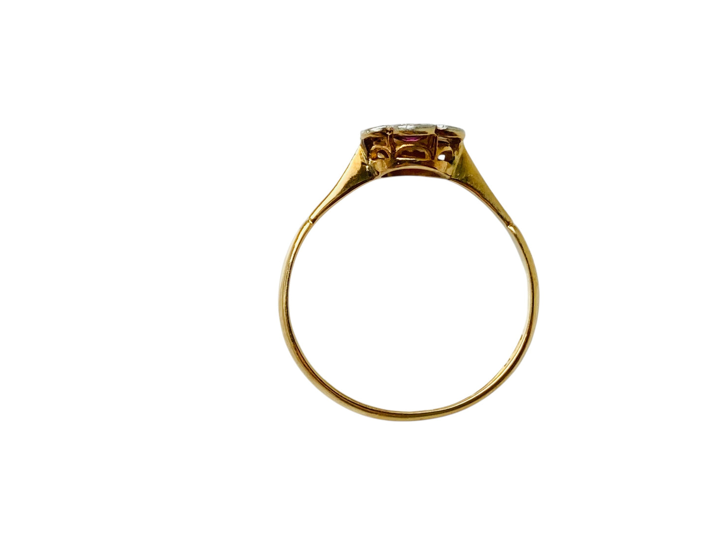 Antique 18ct Gold Ruby & Diamond Daisy Ring