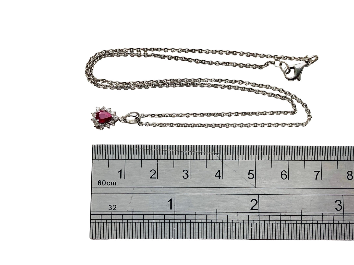 18ct Gold Ruby & Diamond Pendant with Necklace