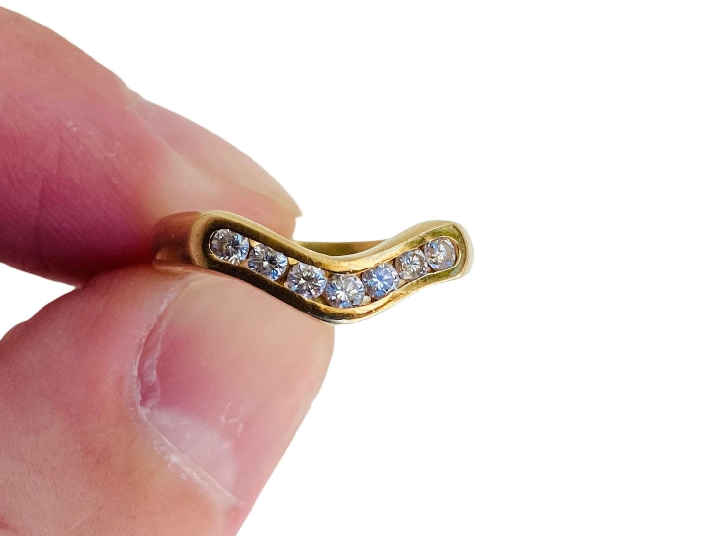 18ct Gold Diamond Wishbone/Chevron Ring