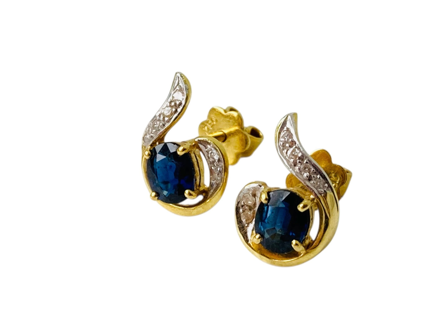 18ct Gold Sapphire & Diamond Earrings