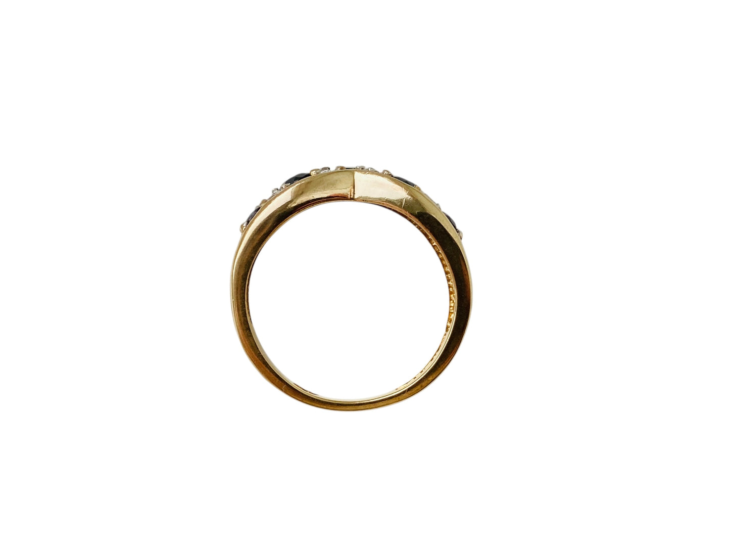 9ct Gold Sapphire & Diamond Wishbone Ring