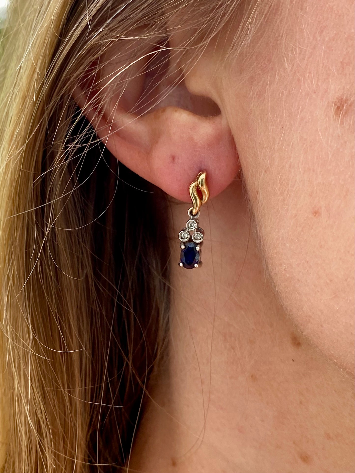 9ct Gold Sapphire & Diamond Earrings