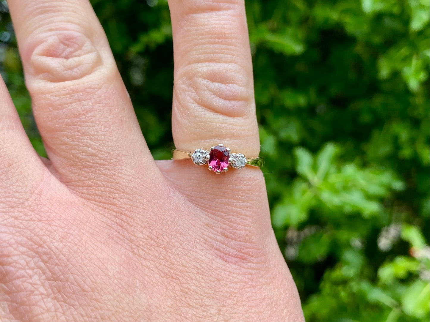 9ct Gold Pink Tourmaline & Diamond Ring