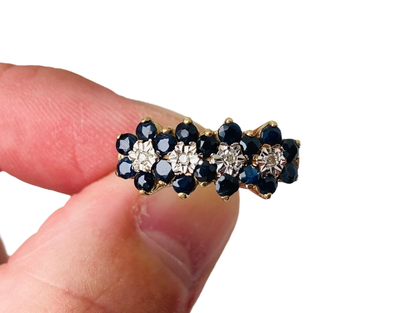 Vintage 9ct Gold Sapphire & Diamond Ring
