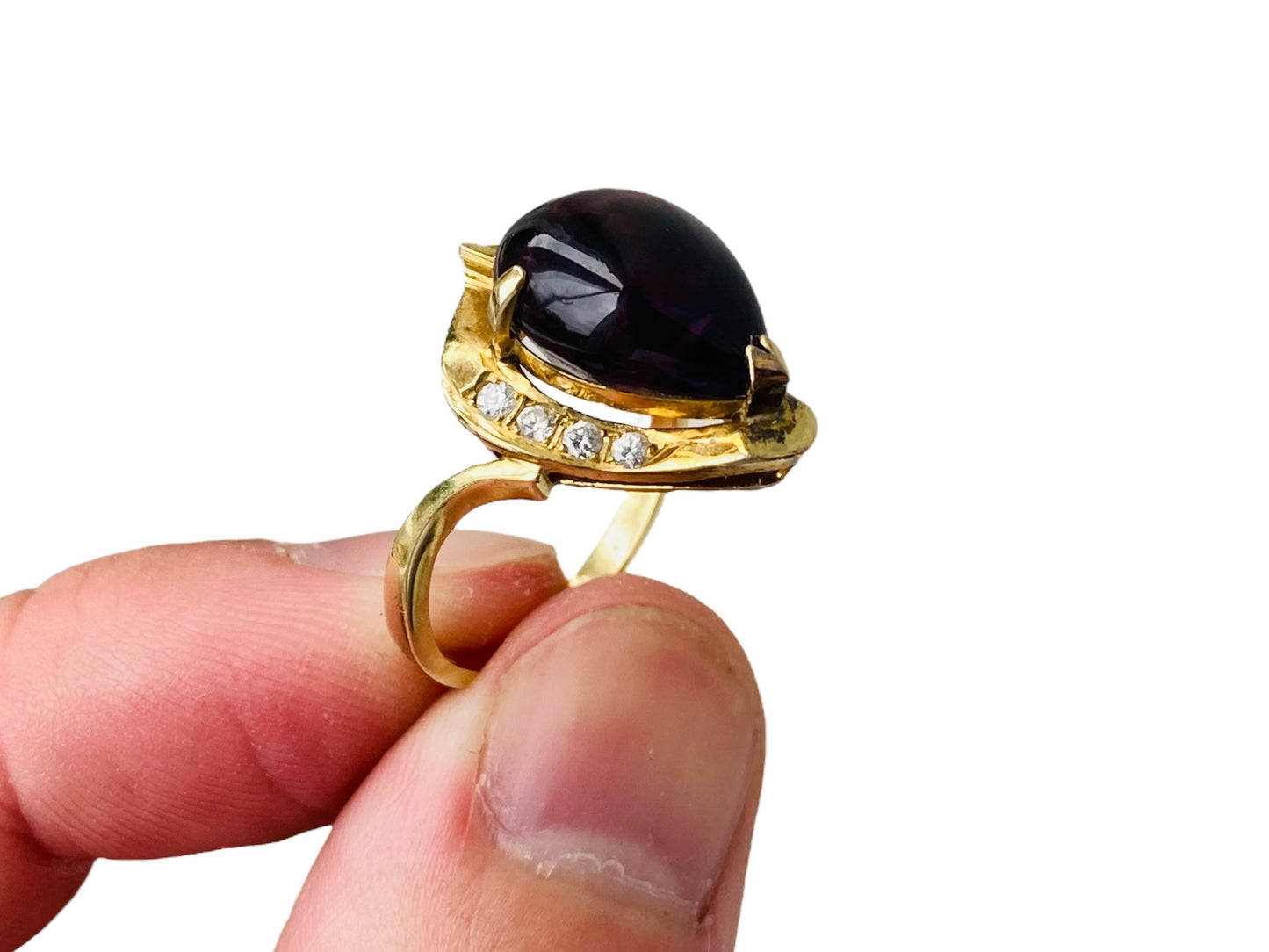 Vintage 14ct Gold Amethyst & Diamond Ring