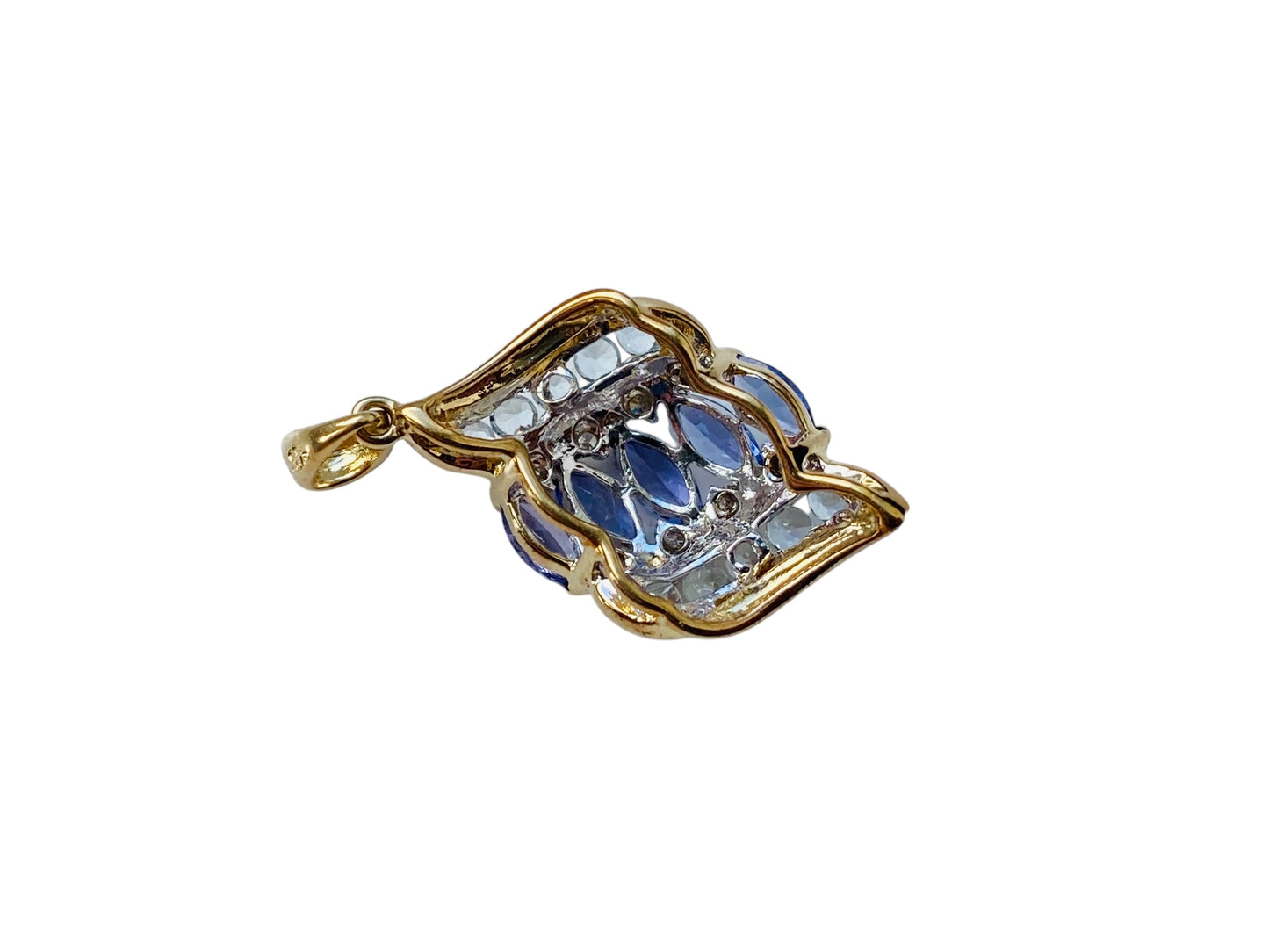 9ct Gold Tanzanite, Aquamarine & Diamond Pendant