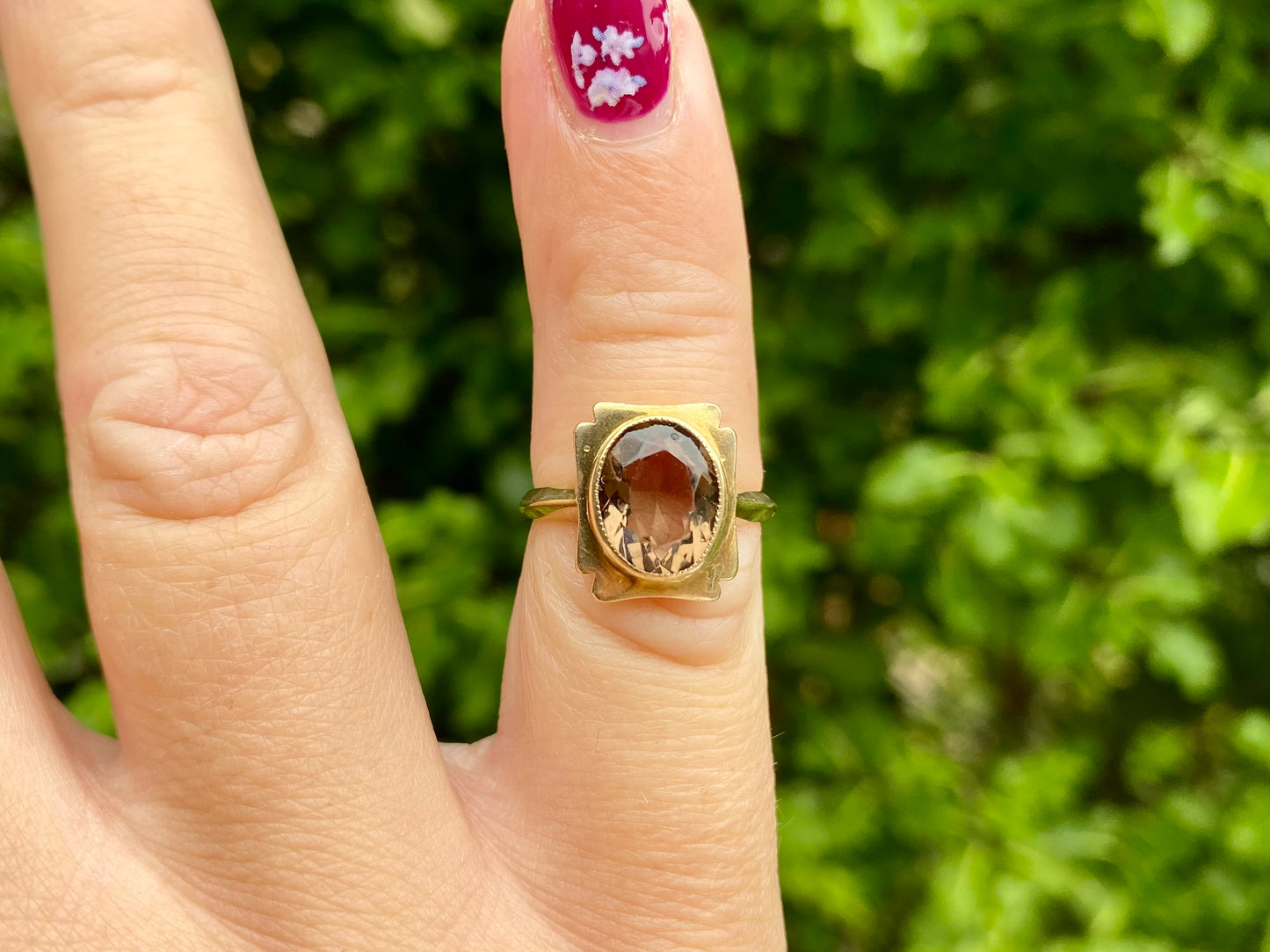 Vintage 9ct Gold Smoky Quartz Ring