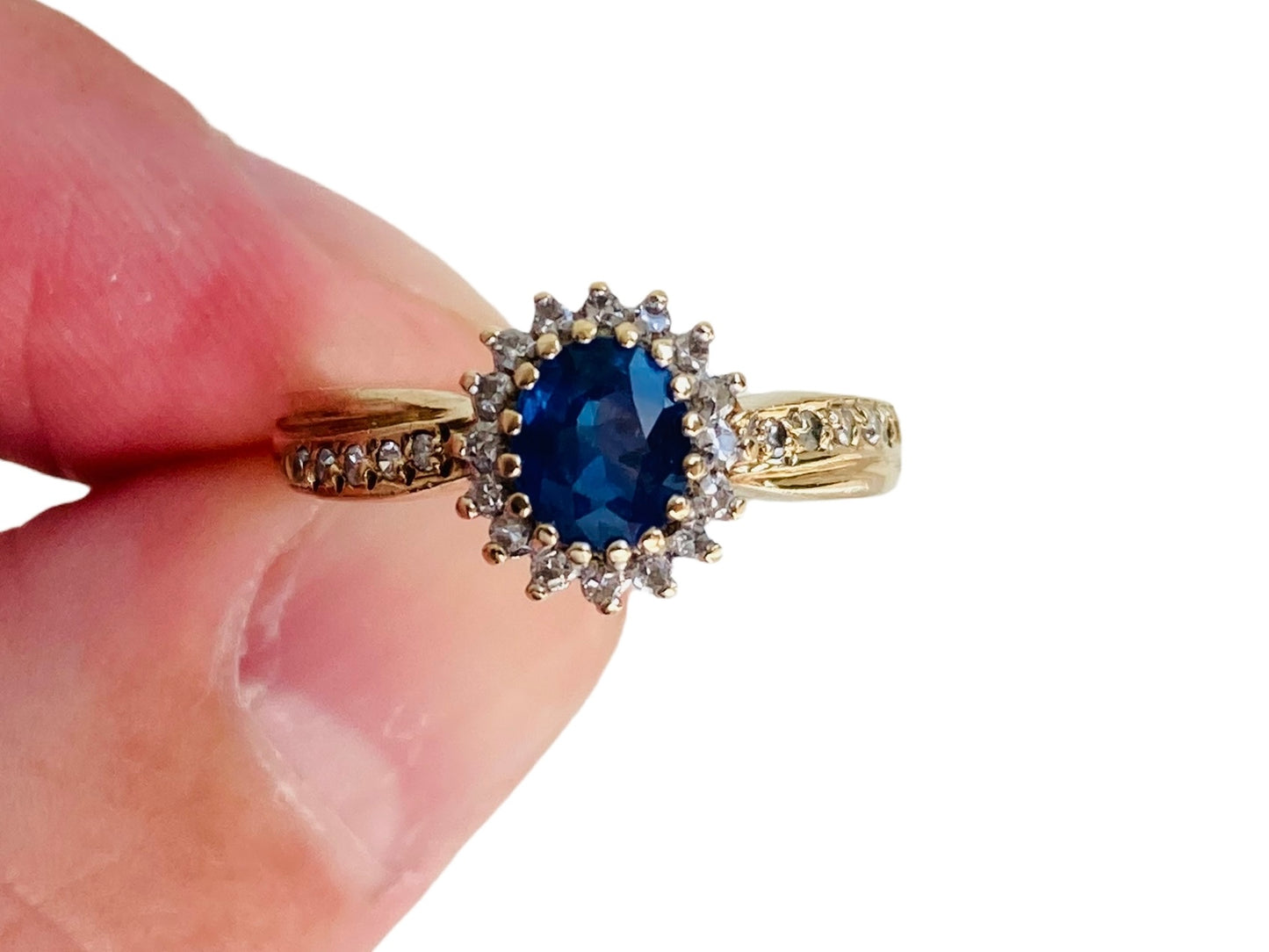 Vintage 9ct Gold Sapphire & Diamond Ring