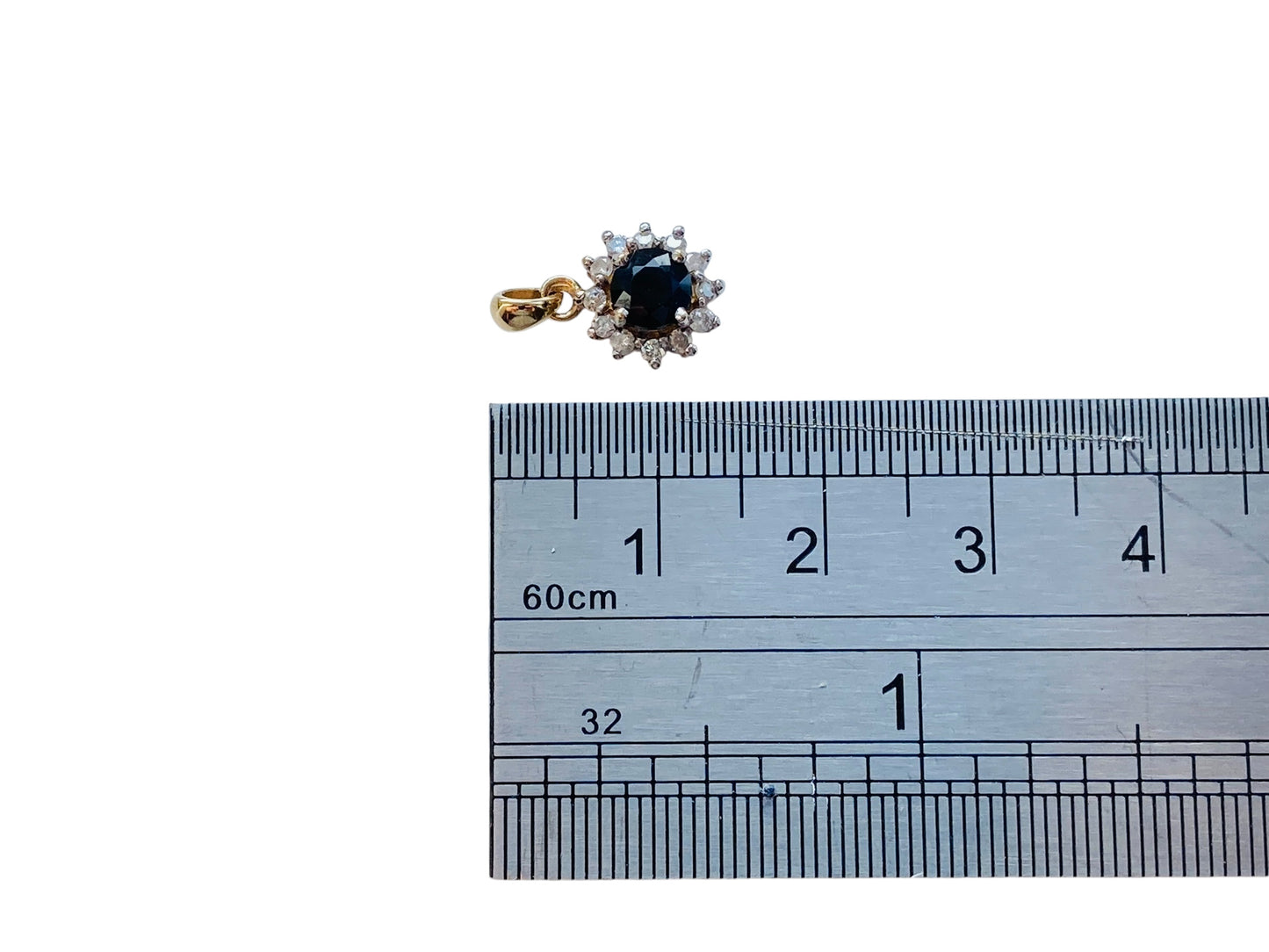 9ct Gold Sapphire & Diamond Pendant