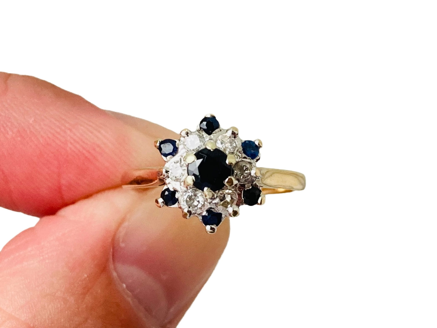 Vintage 9ct Gold Sapphire & Diamond Ring